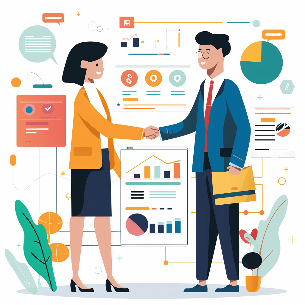 Satisfied client shaking hands with consultant